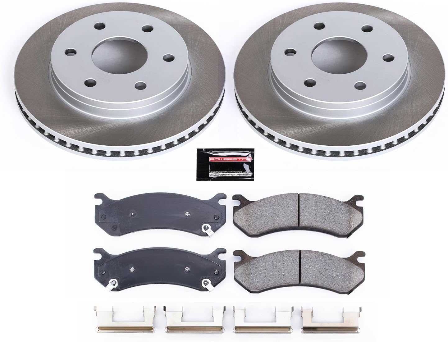 PowerStop Front Brake Kit For Cadillac Escalade 2002-06 |Escalade ESV 2003-06 |Escalade EXT 2002-06 |Chevrolet Astro 2003-05 - Ceramic Brake Pads + Semi Coated Rotors Replacement, SC2009
