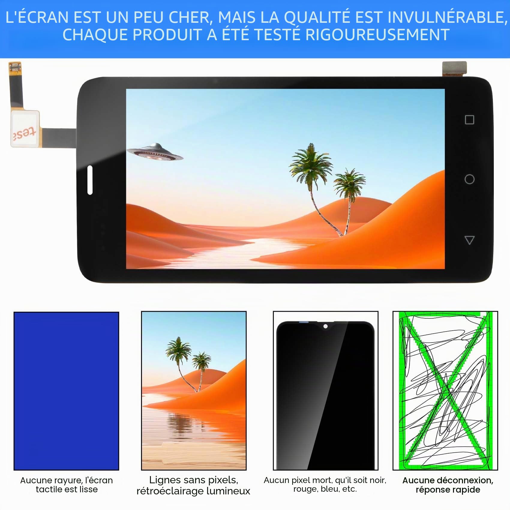 LADYSON Écran LCD pour Honeywell EDA51 LCD Affichage pour Honeywell EDA51 LCD Écran Tactile Digitizer Assemblée Verre Remplacement avec Outils(Noir)
