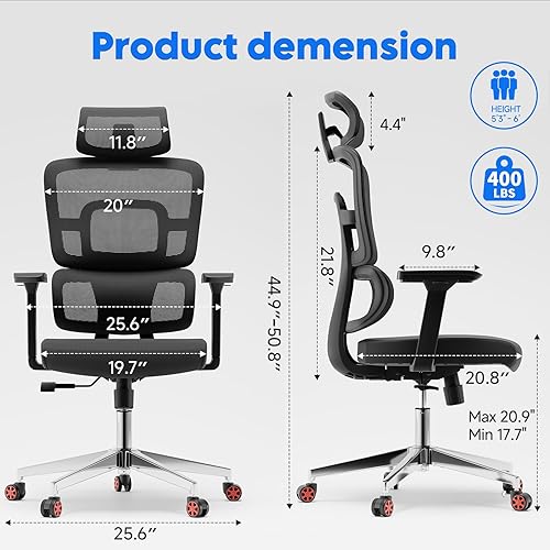 Miniatura 18 de Silla de dibujo, sillas de oficina altas ergonómicas para escritorio de pie, silla de escritorio de oficina en casa con soporte lumbar y