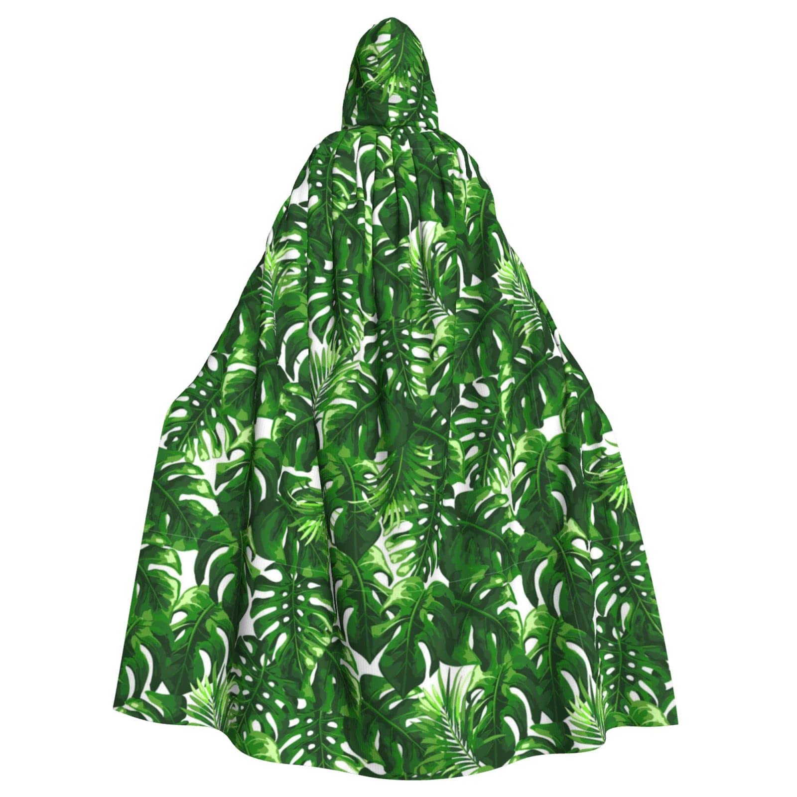 Monstera Deliciosa Banana Palm Unisex Hooded Halloween Cloak Cosplay Halloween Christmas Fancy Dress Costumes For Adults