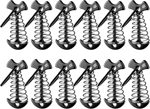 12 estacas de aluminio para tienda de campaña AVOFOREST para amarrar, clavijas de anclaje para cubierta de espina de pescado, tensores de cuerda