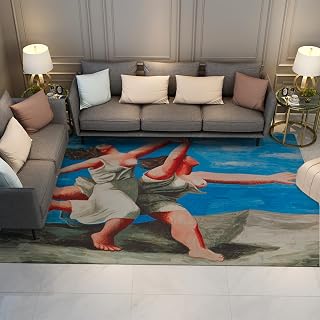Blue Area Rug Non-Slip Floor Mat Picasso Art Decor Rugs Funny Women Pattern Carpet Indoor Outdoor Rugs Grey Foldable Rug 3'3"x5'3"