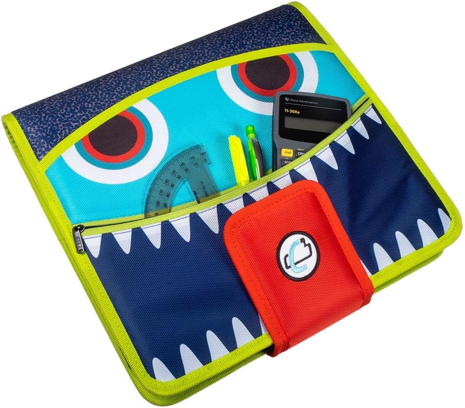 Case it Open Tab Monster Eye Strap Binder, 5-Tab Expanding File, 2-Inch O Rings, Navy Blue