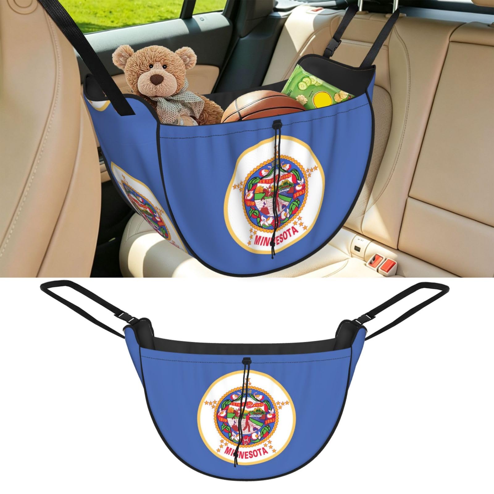 Cntdbu Black Minnesota State Flag Car Seat Organizer-Backseat Storage Bag For Travel