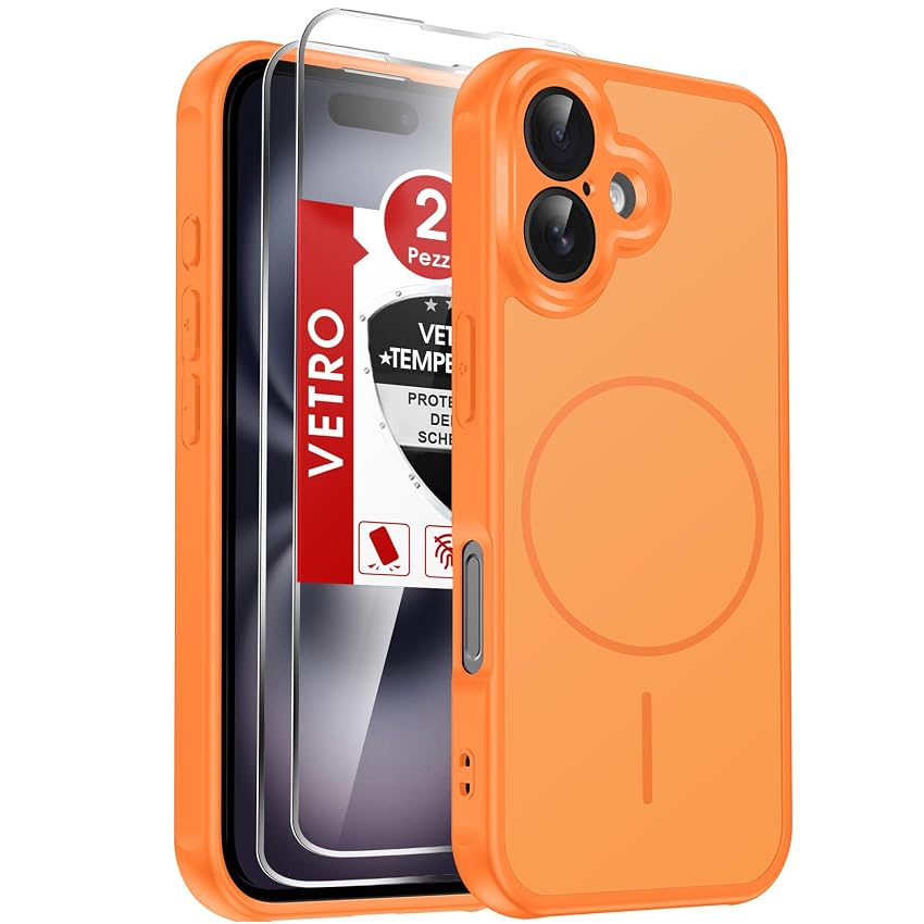 LeYi Cover Magnetica per iPhone 16 con Vetro Temperato, Custodia Compatibile con MagSafe