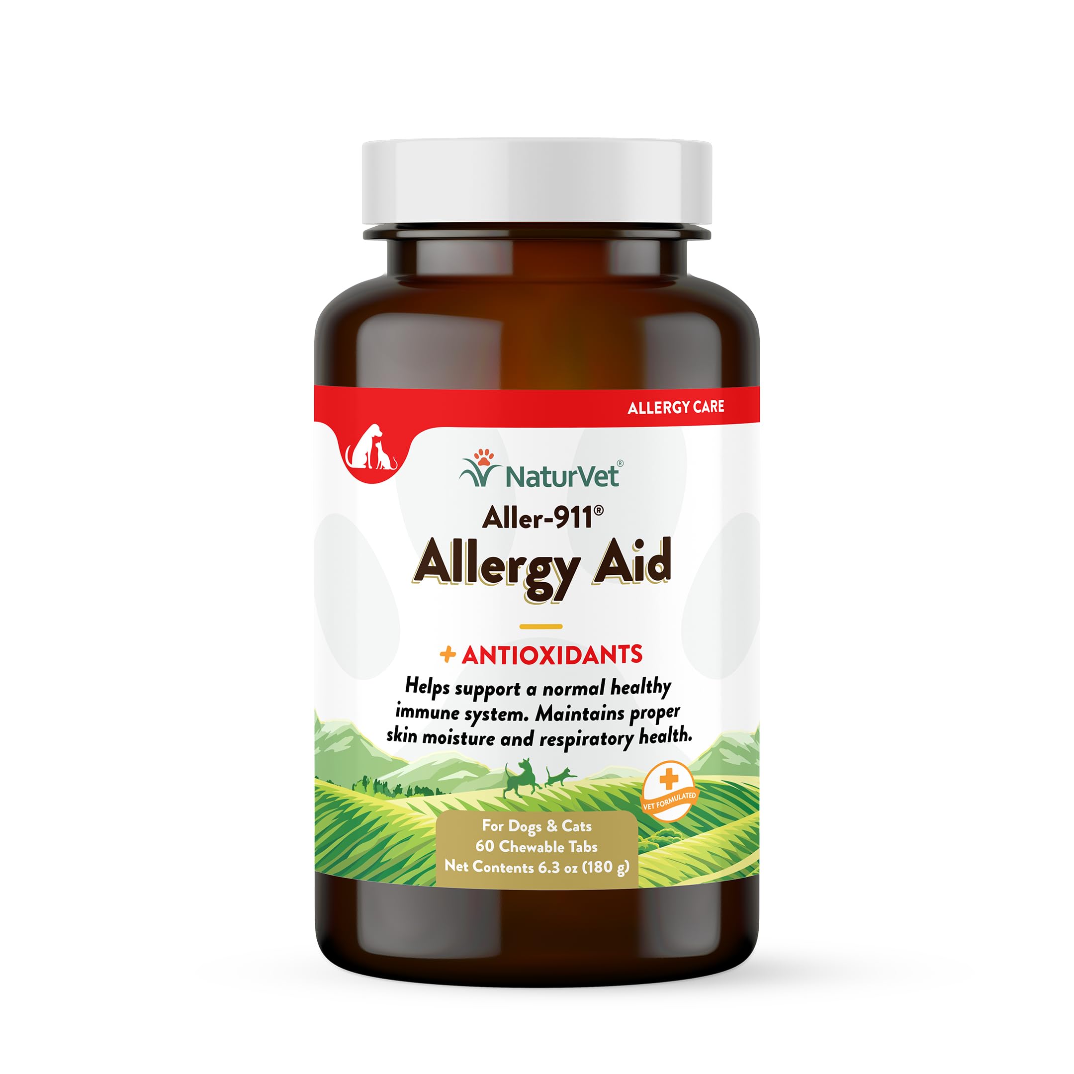 NaturVet Aller-911 Advanced Allergy Aid for Dogs, Cats – Antioxidant-Rich Pet Supplement with Omegas, DHA, EPA – Helps Support Dog Immune System, Cat