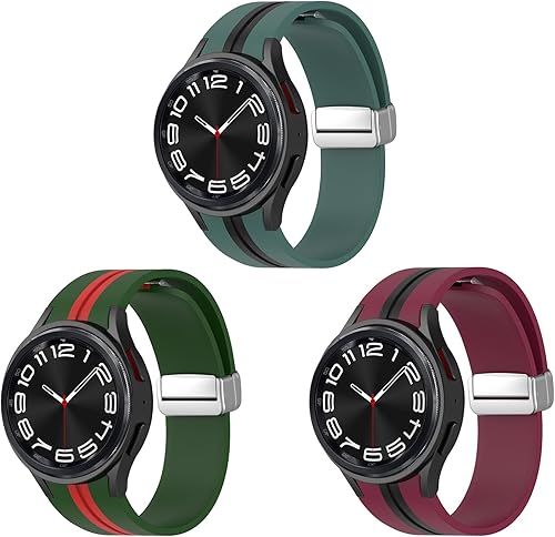 Miniatura 1 de Bands Compatible with Samsung Galaxy Watch 6 Band 40mm 44mm, Galaxy Watch 6 Classic Bands 43mm 47mm, NO Gap Soft Silicone Sport Replacement Strap