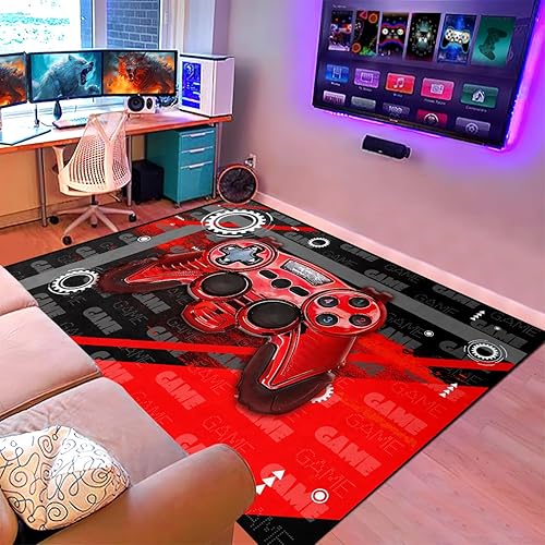 Miniatura 1 de Alfombras de juego para dormitorio, alfombras de jugadores, alfombras de poliéster para niños, adolescentes, color rojo, alfombra grande de
