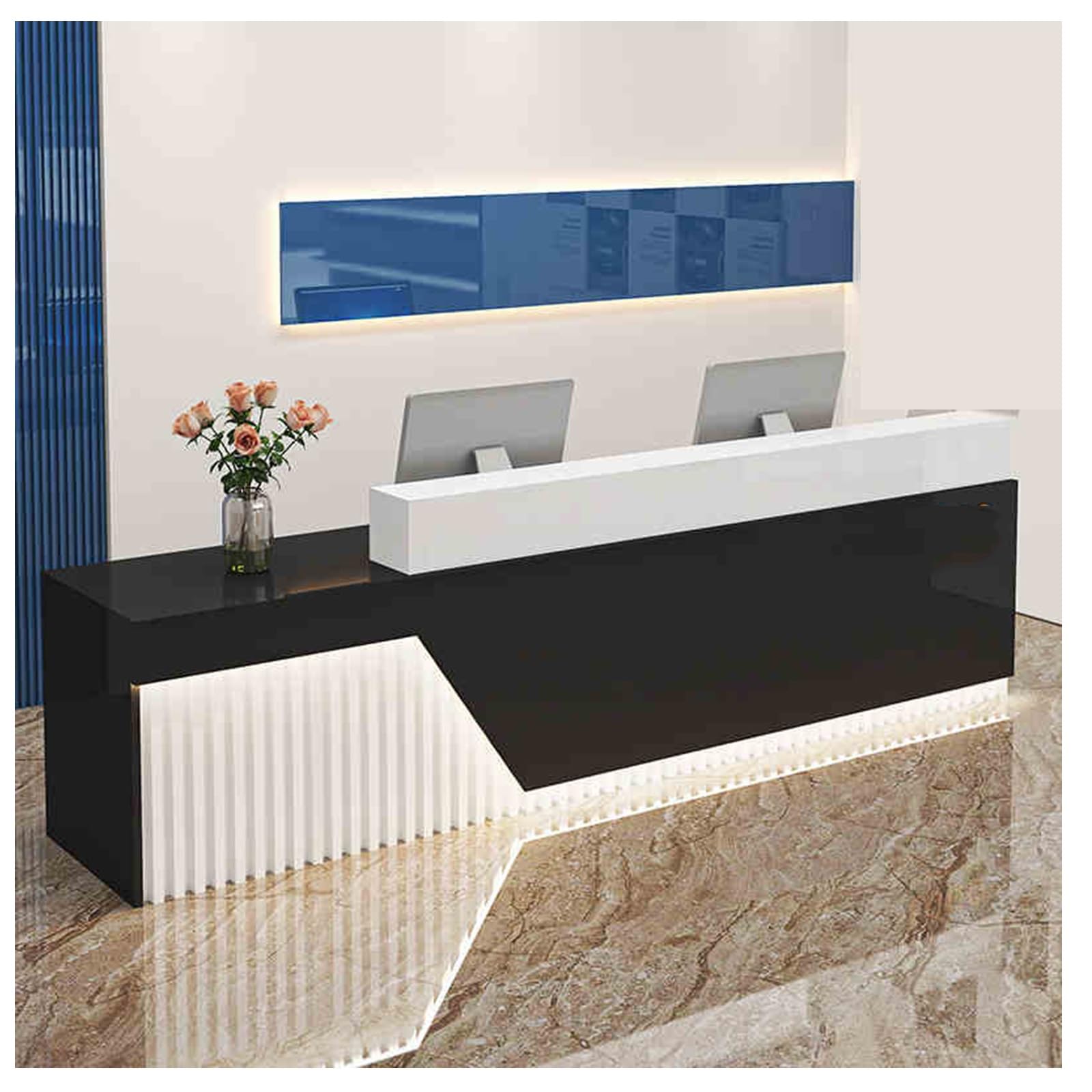 Moderner Empfangstresen mit Theke für Lobbys, Salons, Einzelhandelsräume – moderne Rezeptionsmöbel für Geschäft, stilvolle Grußstation, langlebiges und funktionales Design