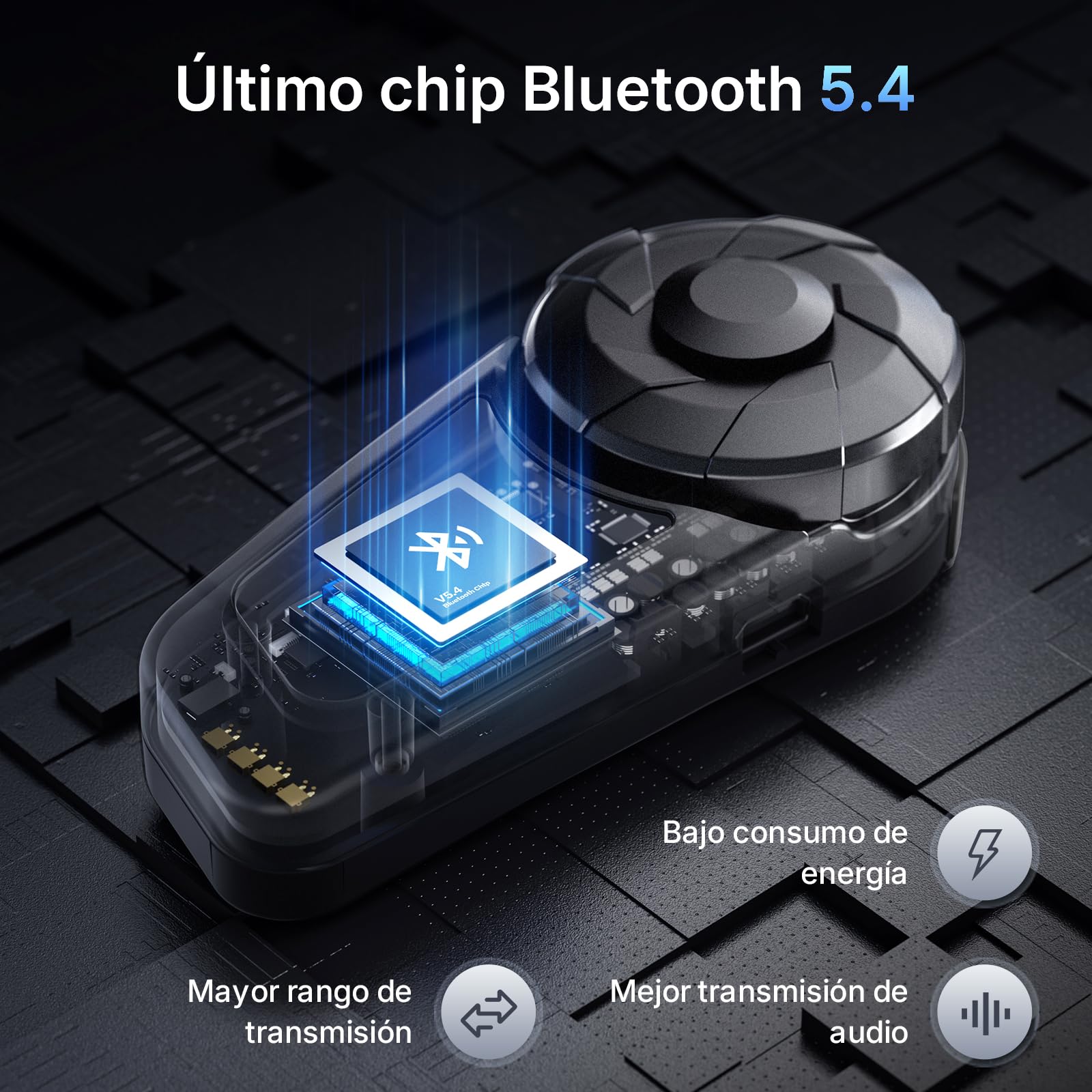 Fodsports FX-S Intercomunicador Casco Moto Bluetooth5.4, 1PACK | Emparejamiento Universa, Triple Cancelación de Ruido, Asistente de Voz, IP67 Impermeable