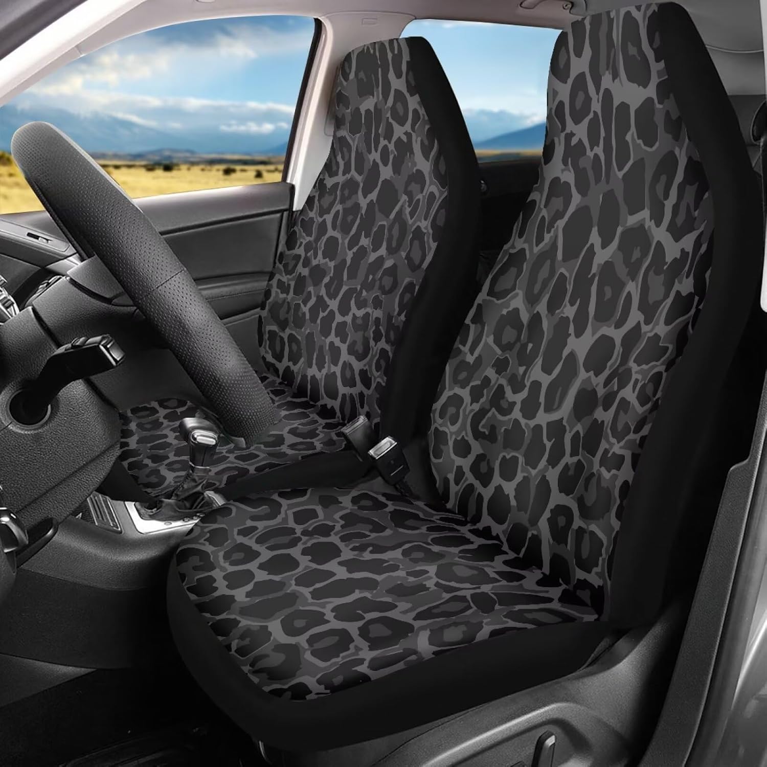 Car Seat Covers Washable Seat Protector for Women Men Air Mesh Cloth Automotive Vehicle Seat Covers for Cars Interior for Cars, Sedans, Trucks, SUVs - Black Leopard Print