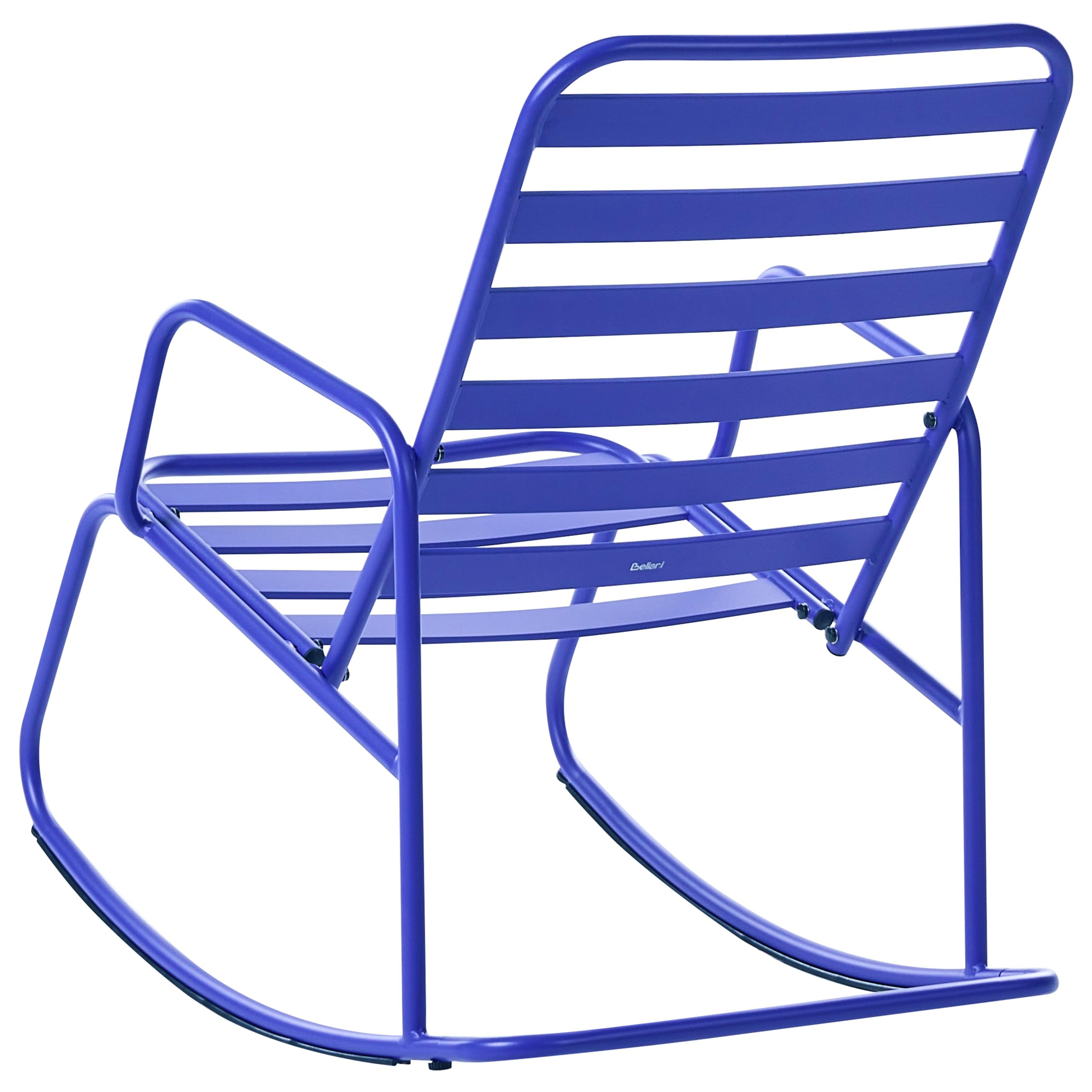Beliani Sedia a dondolo da giardino moderna in metallo Design a doghe per esterni Alluminio blu
