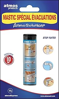Atmos Products 1113 Mastic SPÉCIAL ÉVACUATIONS 57 GR-ATMOSEXPRESS 1113-Soude, répare et Assemble Tous Types de matériaux, Ivoire