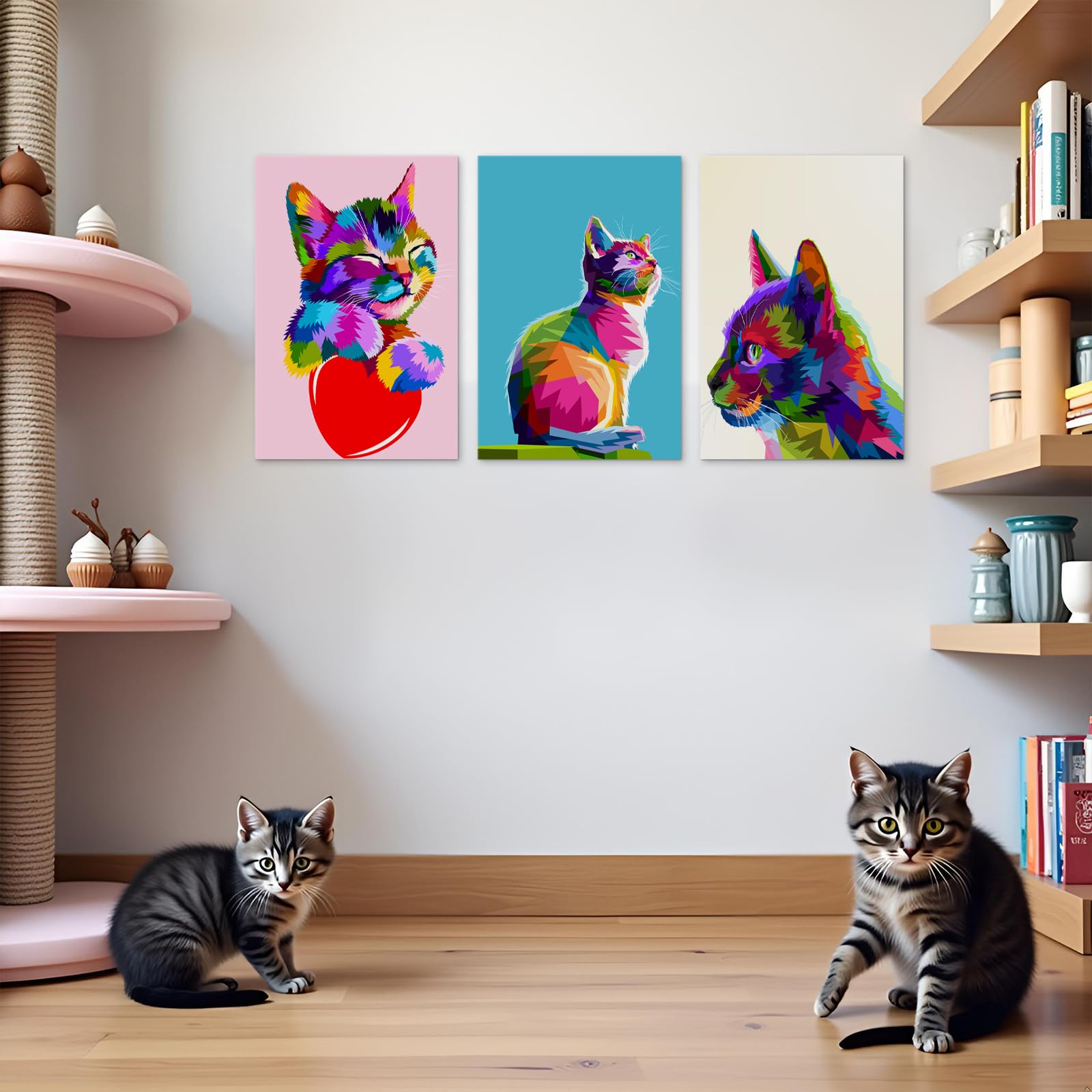 Amazon.co.jp: Mistyefly 3ピース カラフル ポップ 動物 写真 壁装飾