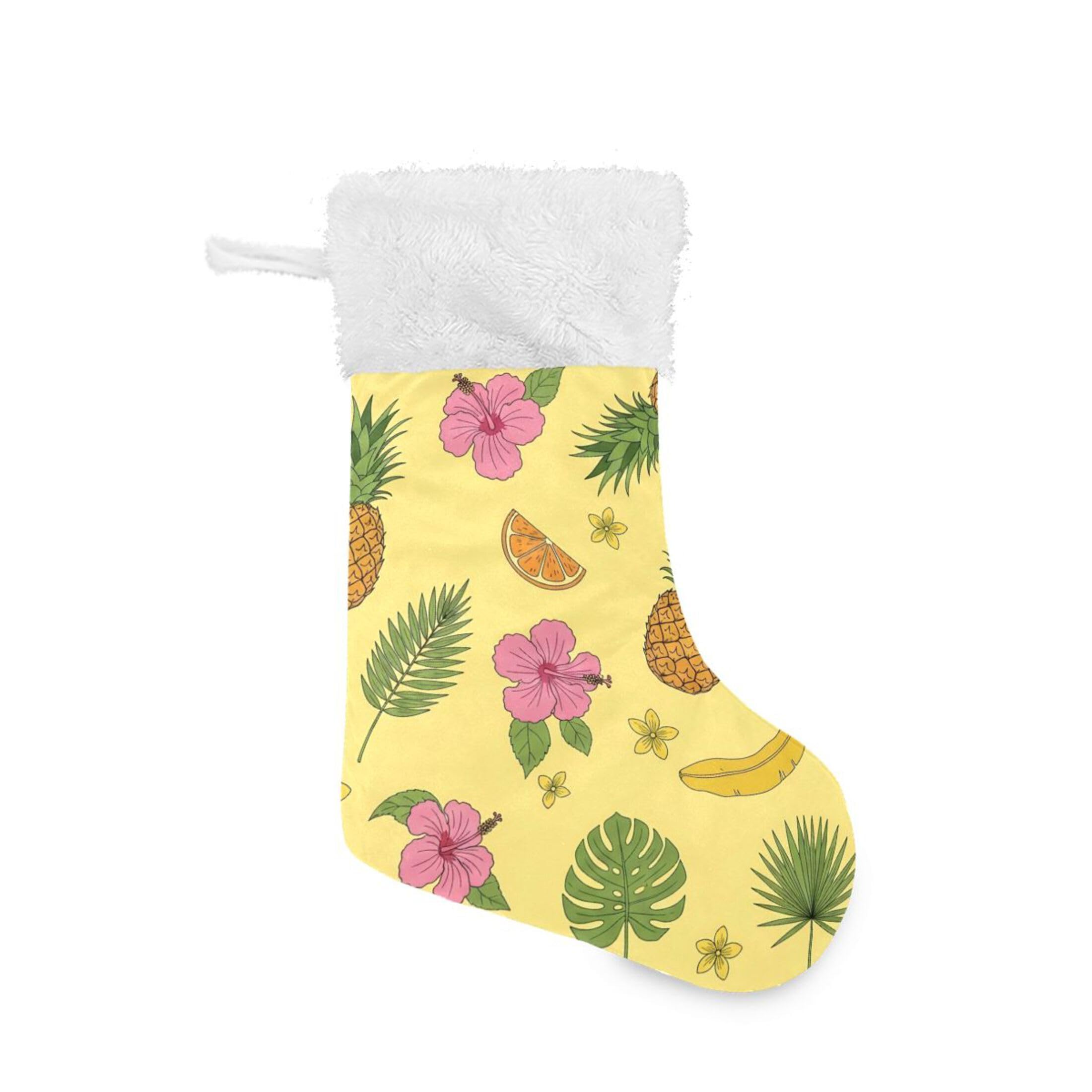 Fuauuyl Pineapples Christmas Stocking 18 In Xmas Hanging Stocking with Plush Cuff for Family Holiday Party Fireplace Decorations, 2 Pack