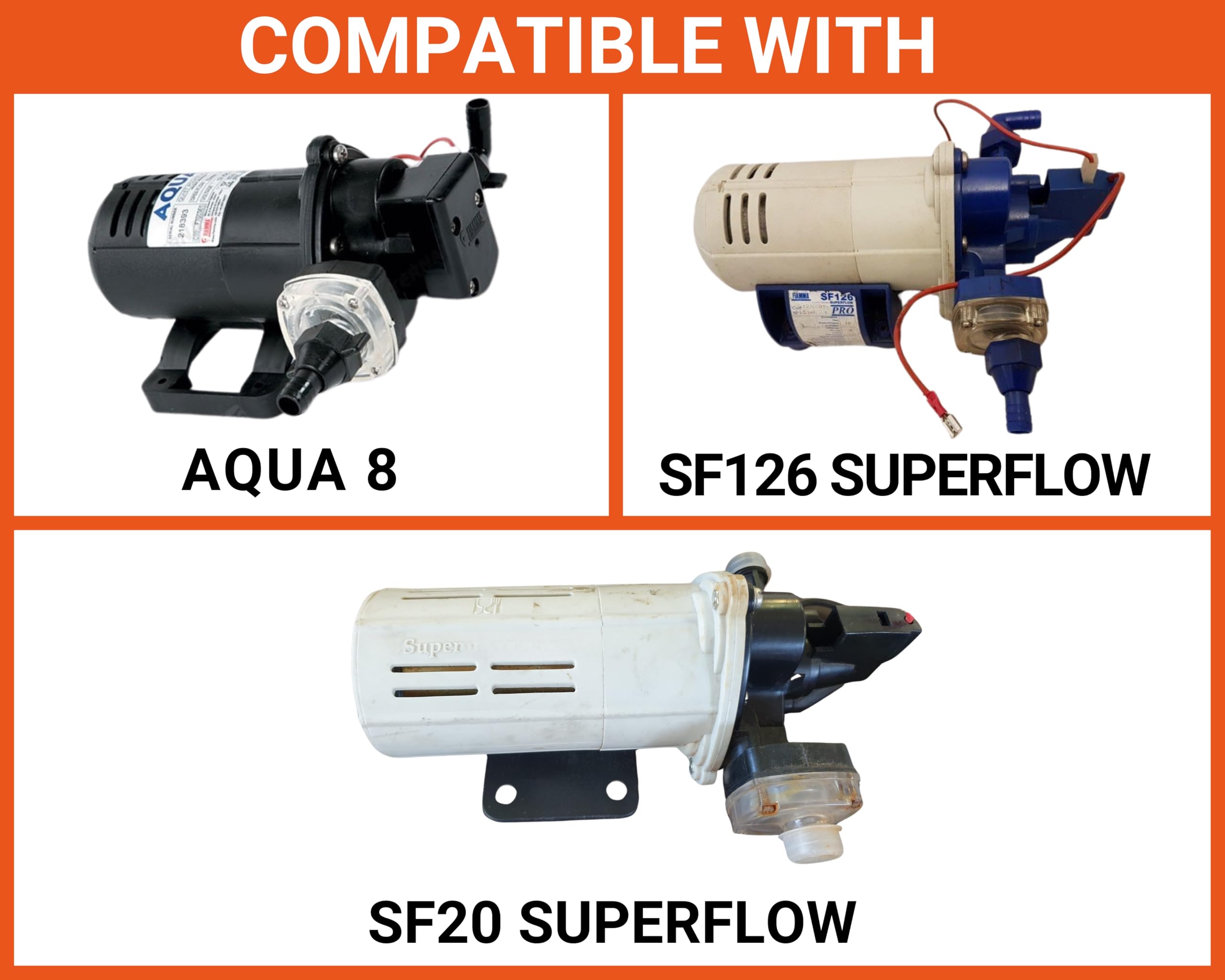 Fiamma Aqua 8 talerzy do pomp, model SF 126 Superflow, 3-częściowy zestaw sześciokąta, do kamperów i przyczep kempingowych, wysoka wytrzymałość