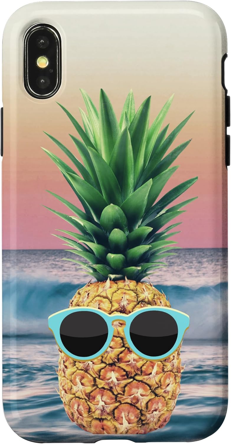 Funny Pineapple with Sunglasses Surreal Summer Design Case for iPhone 15