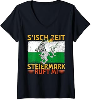 Styria Alps Austria leather trousers Austrian V-Neck T-Shirt