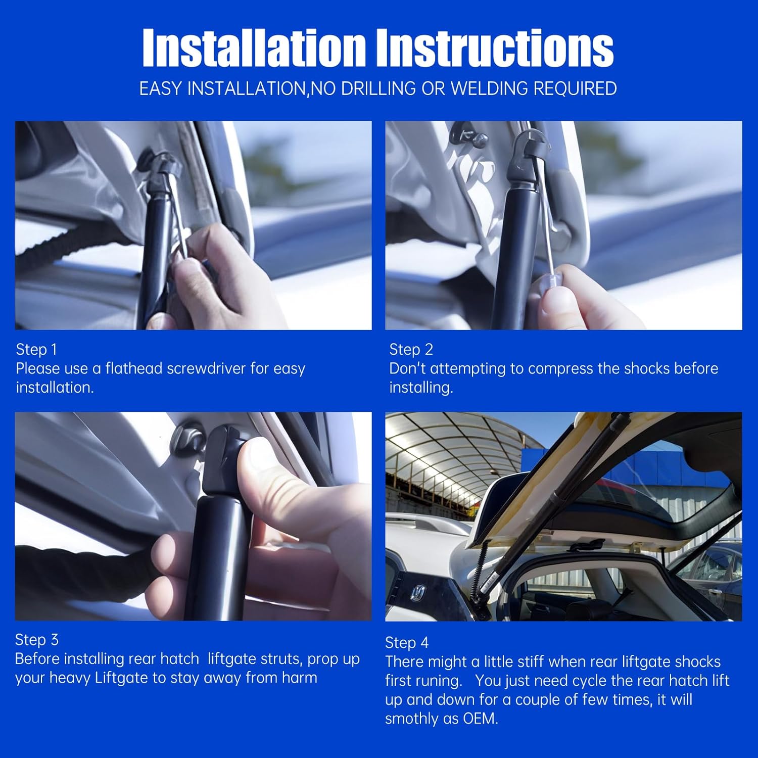 OTUAYAUTO Electric Rear Hatch Struts - Replacement for Chevy Suburban Tahoe, GMC Yukon, Cadillac Escalade 2015-2019 Rear Hatch Lift Shocks Support OEM 84306929 Liftgate Actuator(Pack of 2)