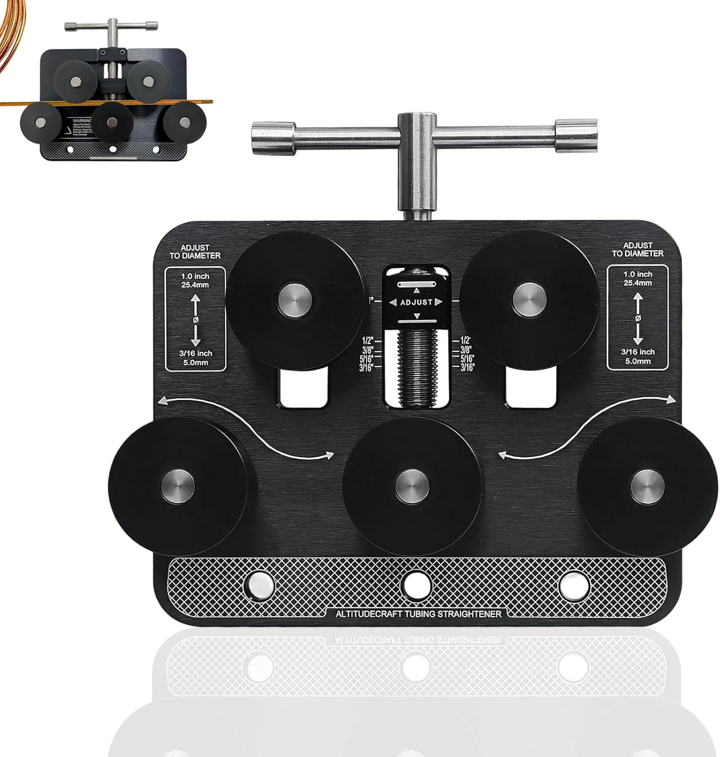 Tubing Straightener, Brake Line Tubing Adjustable Straightening Tool, Pipe Straightener for 3/16" - 1.0" Diameters Copper, Aluminum, Steel Pipe, Bent Tubes, Fuel Lines