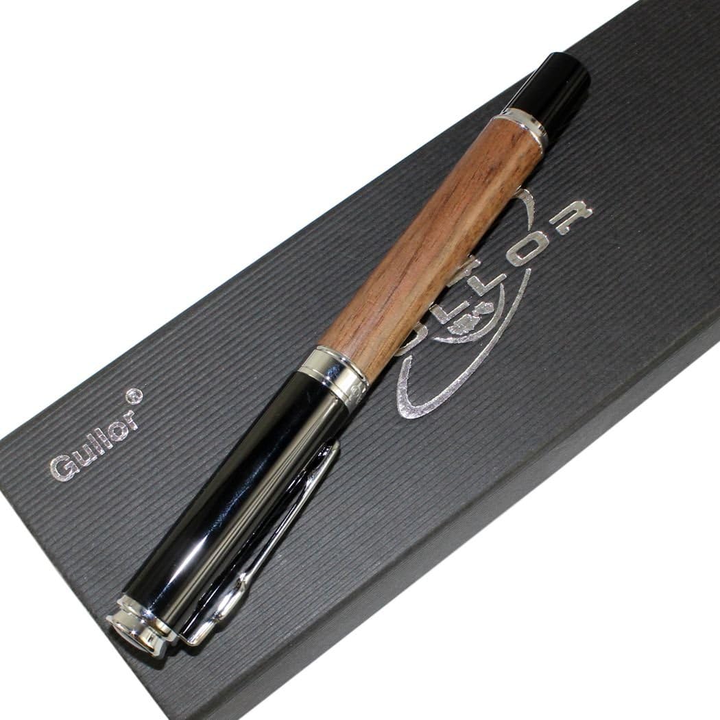 Gullor Elegant Fountain Pen Jinhao 8802 Brown Wood with Gift Box and Ink cartridges, Brown wood fountain pen + ink - Image 4