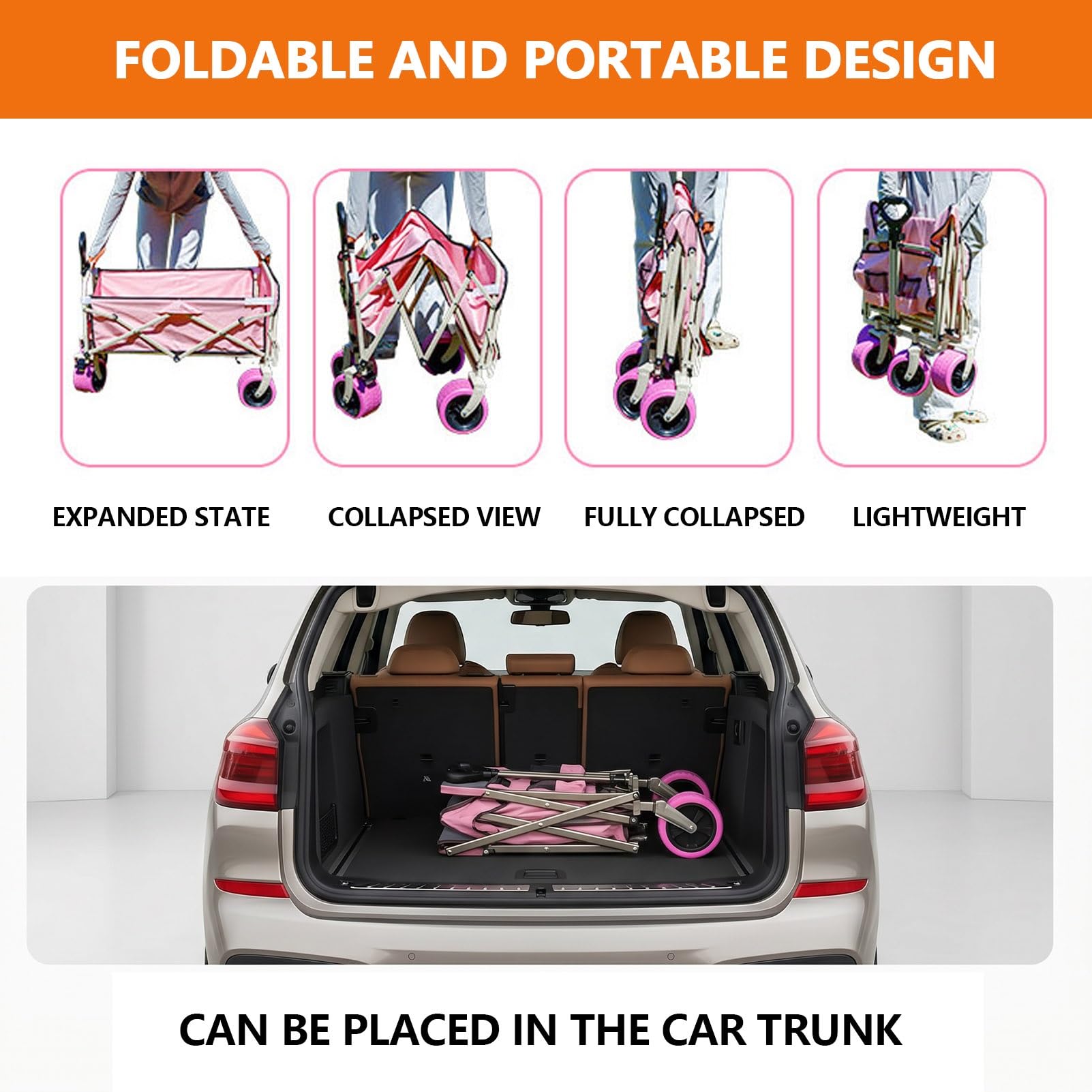 Carrito de Venta Ambulante Plegable para Exteriore Puesto de Mercado(Style B,120cm(47.2in))