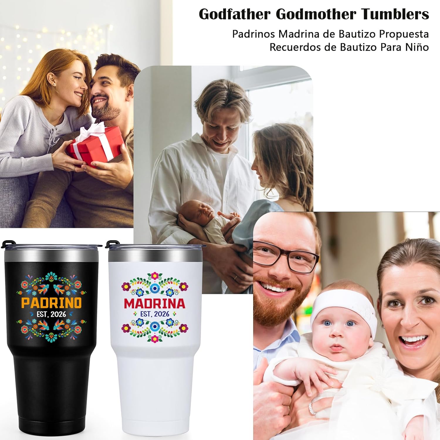 Gtmileo 2026 Padrinos Madrina Proposal Gift, Godparents Proposal Gift, Christmas, 30Oz -Stainless Steel Tumbler Set, Birthday Gifts for Godmother Godfather In Spanish - Image 4