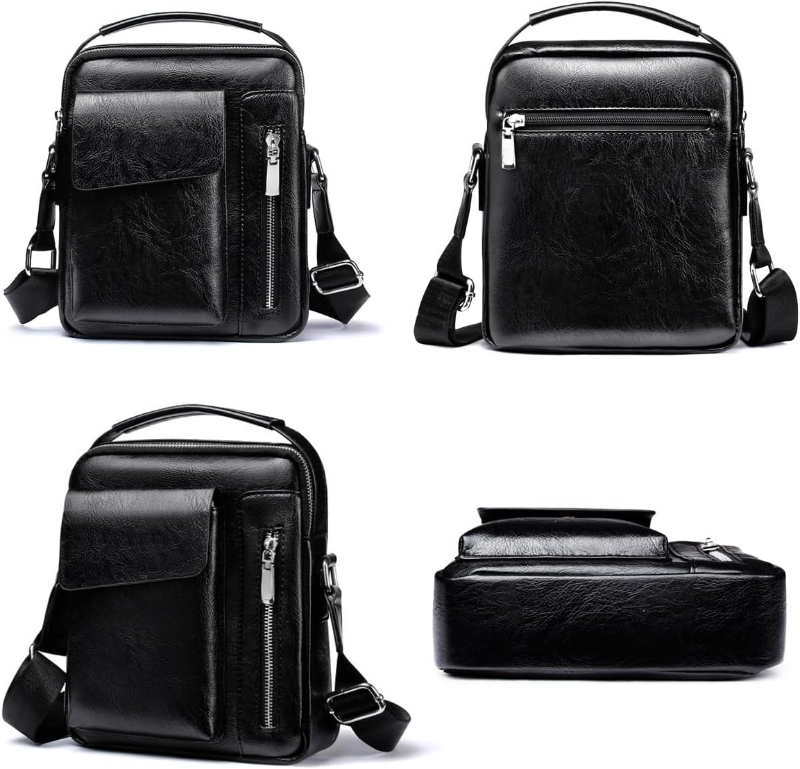 Messenger Bag for Men Crossbody Shoulder Purse Small Vintage PU Leather Satchel Pouch Side Crossover Handbag - Image 4
