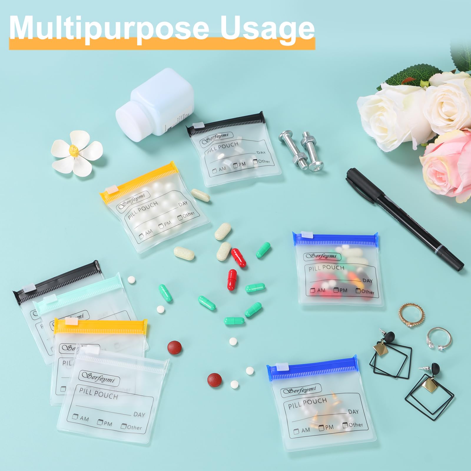 Travel Pill Organizer - 48 Pouch Set -5 Travel Pill Organizer - 48 Pouch Set -5