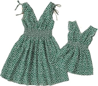 Mother and Daughter Matching Dresses Women Summer Boho Dress Sleeveless Sundress Fashion V-Neck Cami Dress