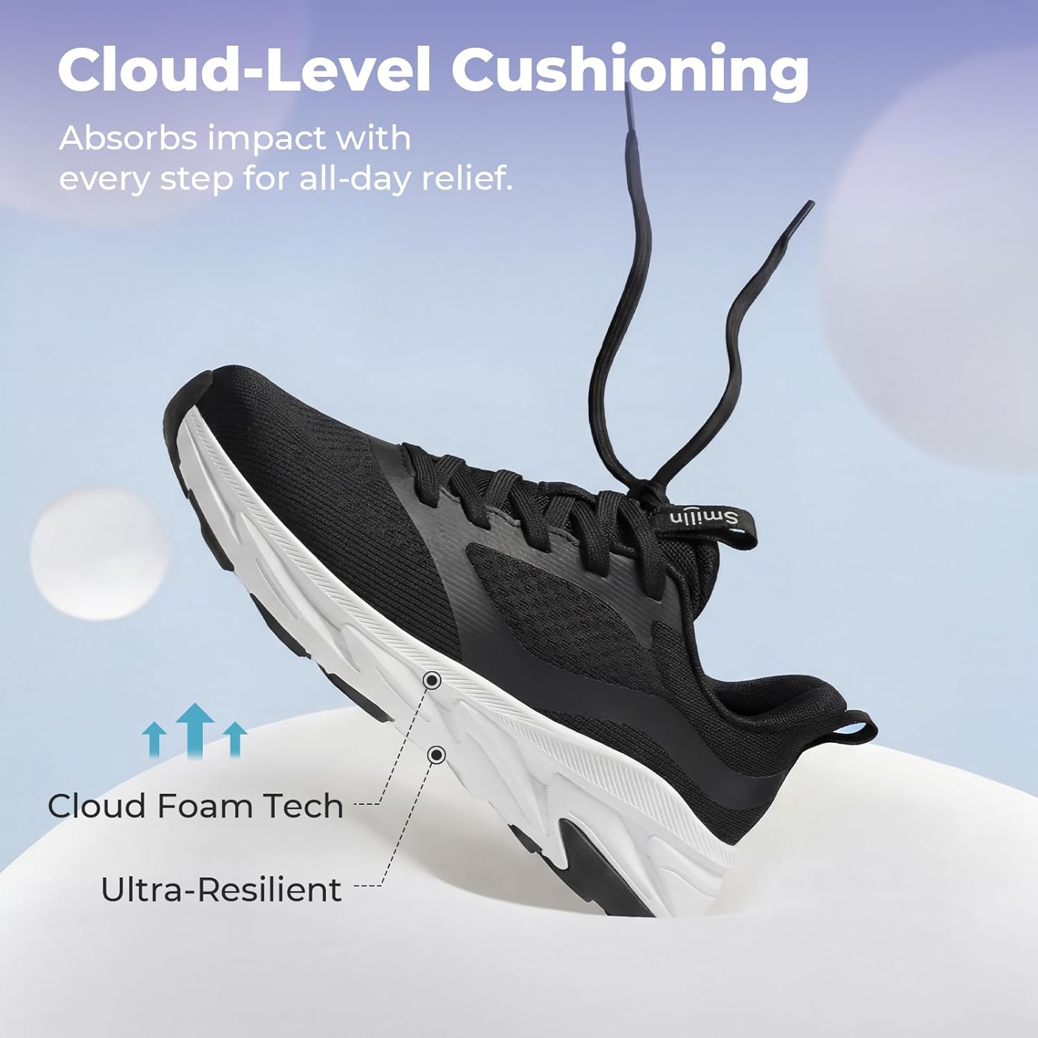 SMILIN Women's Walking Shoes with Arch Support, Athletic Comfortable Lightweight Cushion Running Tennis Sneakers, Lace Up Breathable Footwear for Standing All Day Work Gym Workout Travel Training
