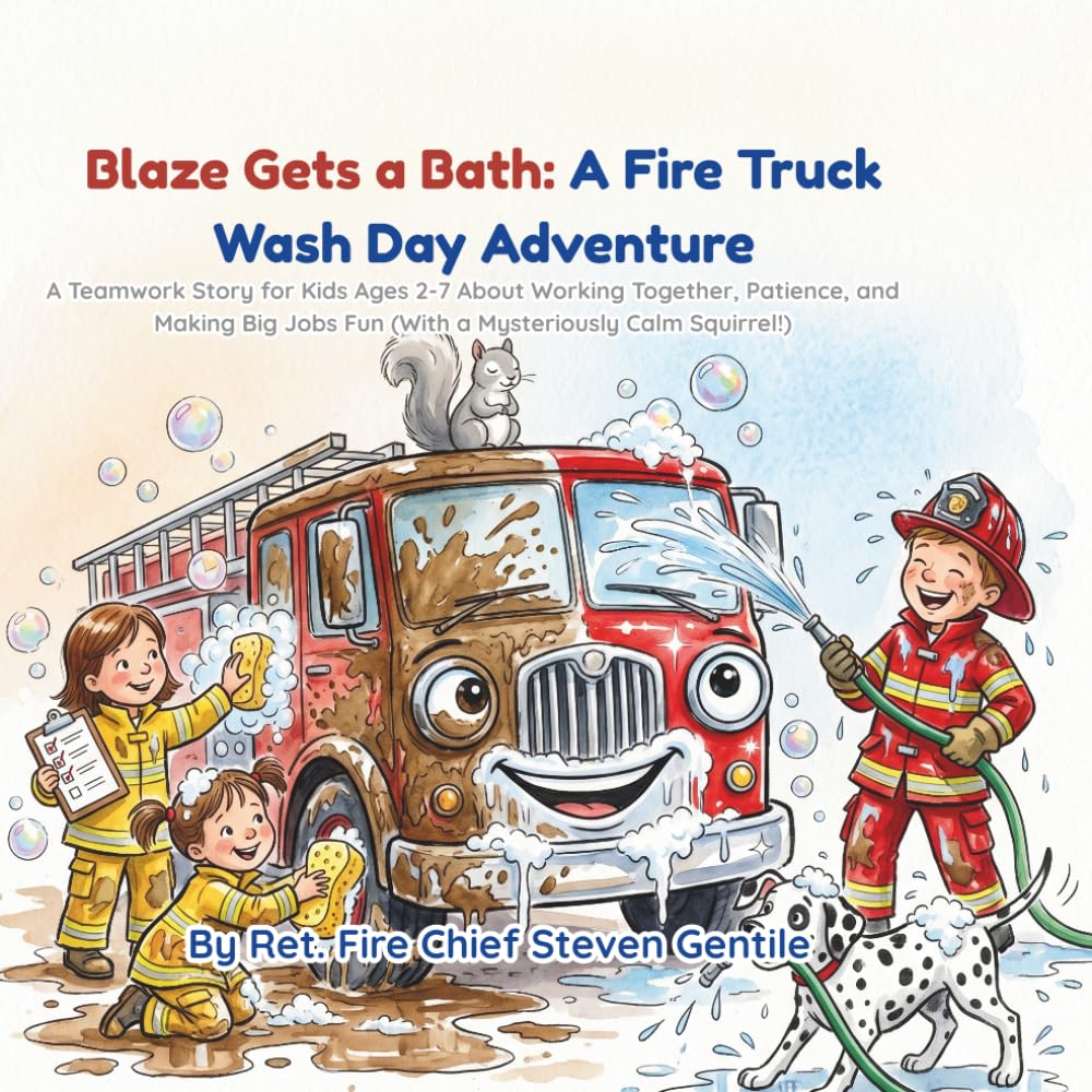 Blaze Gets a Bath: A Fire Truck Wash Day Adventure: A Teamwork Story for Kids Ages 2-7 About Working Together, Patience, and Making Big Jobs Fun (With ... (new illustrated books for firefighter finn)