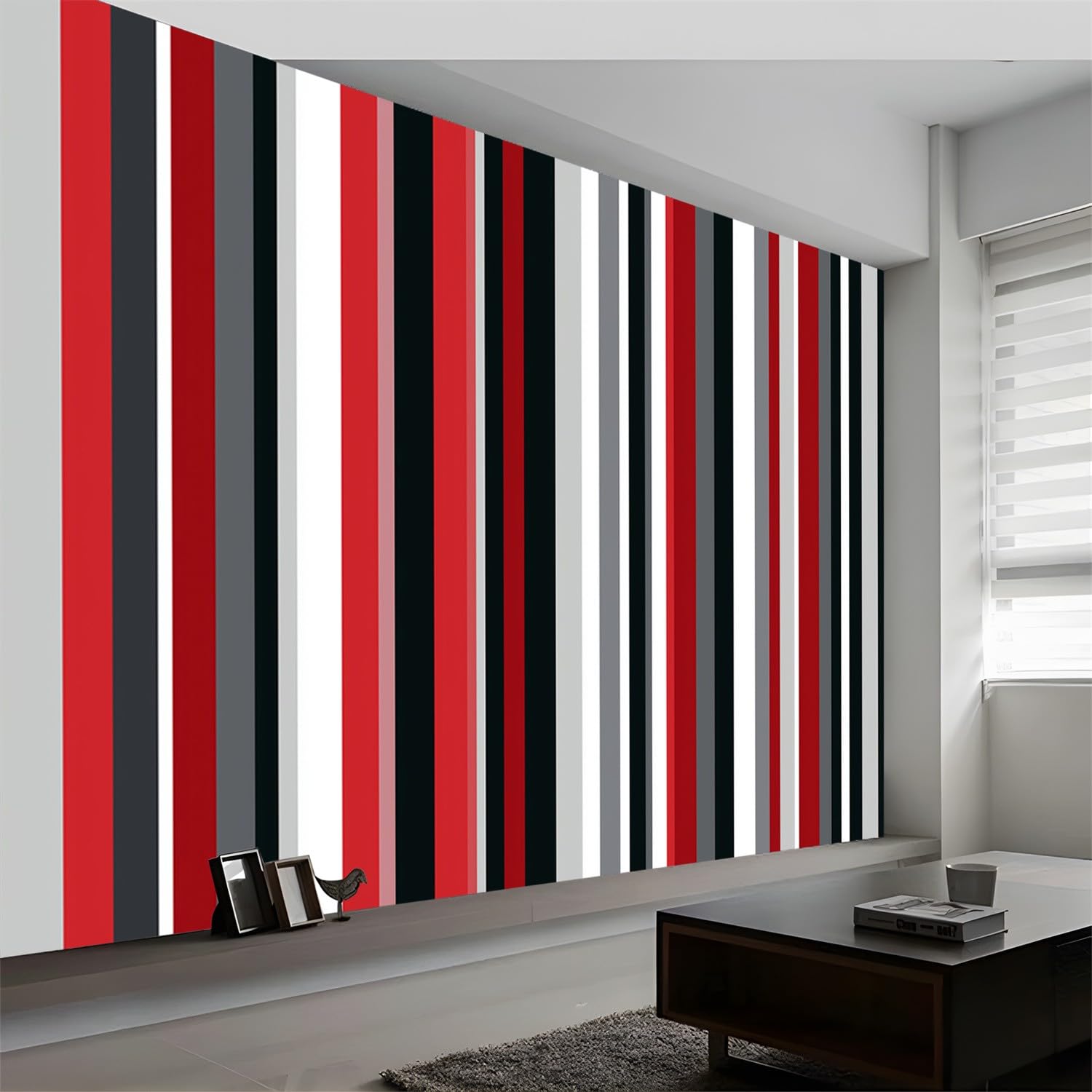 Tapeta z włókniny 350 x 256 cm, tapeta ścienna, proste pionowe paski, fototapeta 3D, dekoracja ścienna, czerwono-szara, dekoracja ścienna, dekoracja ścienna, dekoracja ścienna, salon, sypialnia,