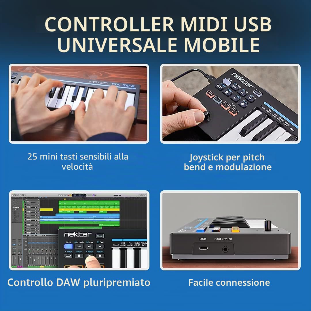 Nektar Impact GX Mini USB MIDI Controller, 25 Tasti