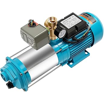 1300 W Stainless Steel Garden Pump - Centrifugal Pump with Pressure Switch & Pressure Gauge - Water Pump 4000 L/h 9.8 Bar Suction Height 8 m - Self-priming Domestic Water System IP44 for