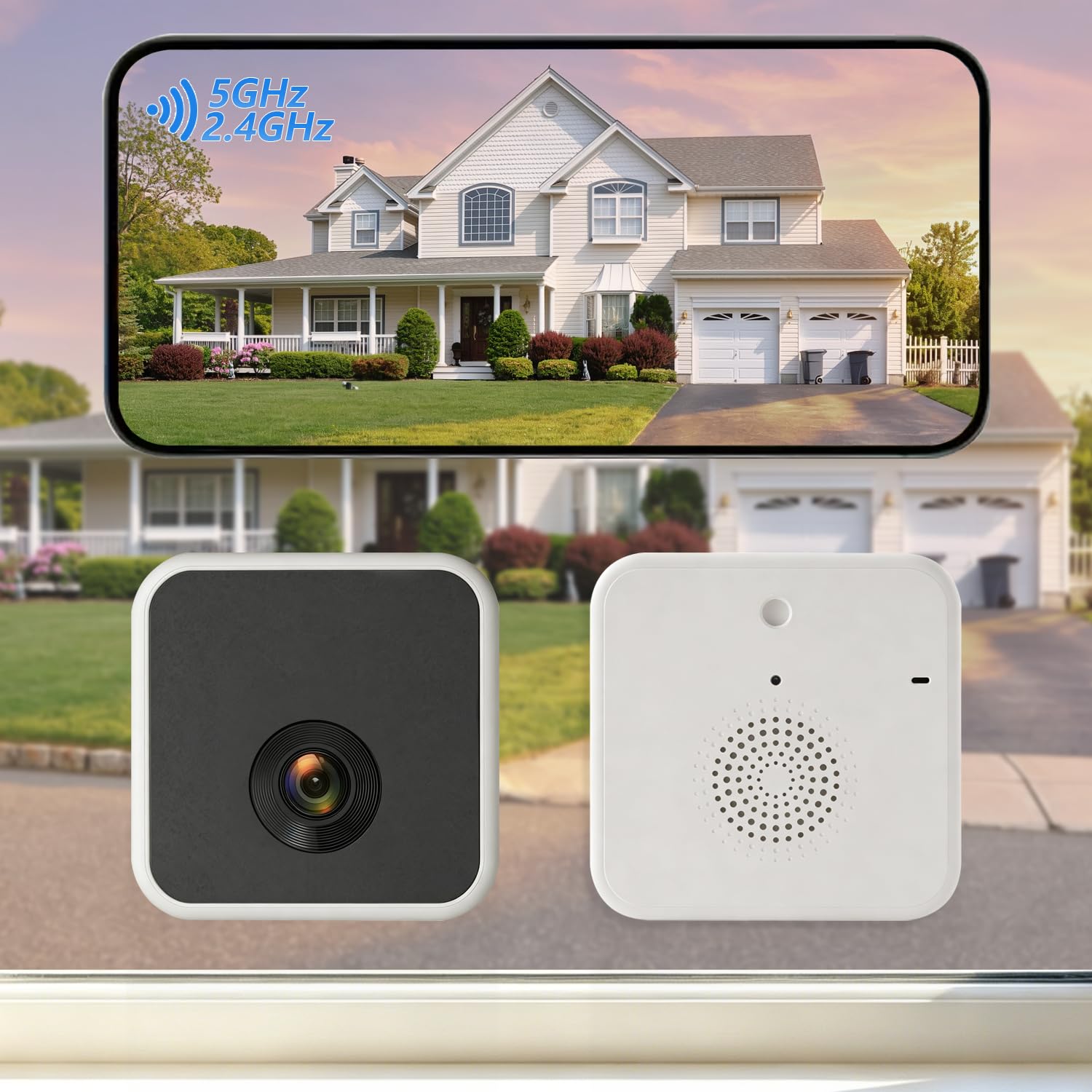 2K Wireless Window Cameras for Home Security, 6s Pre-Roll | Battery Powered, 2.4/5GHz WiFi, Color Night Vision, AI Person Detection, Anti-Glare, Indoor Cameras for Home Security