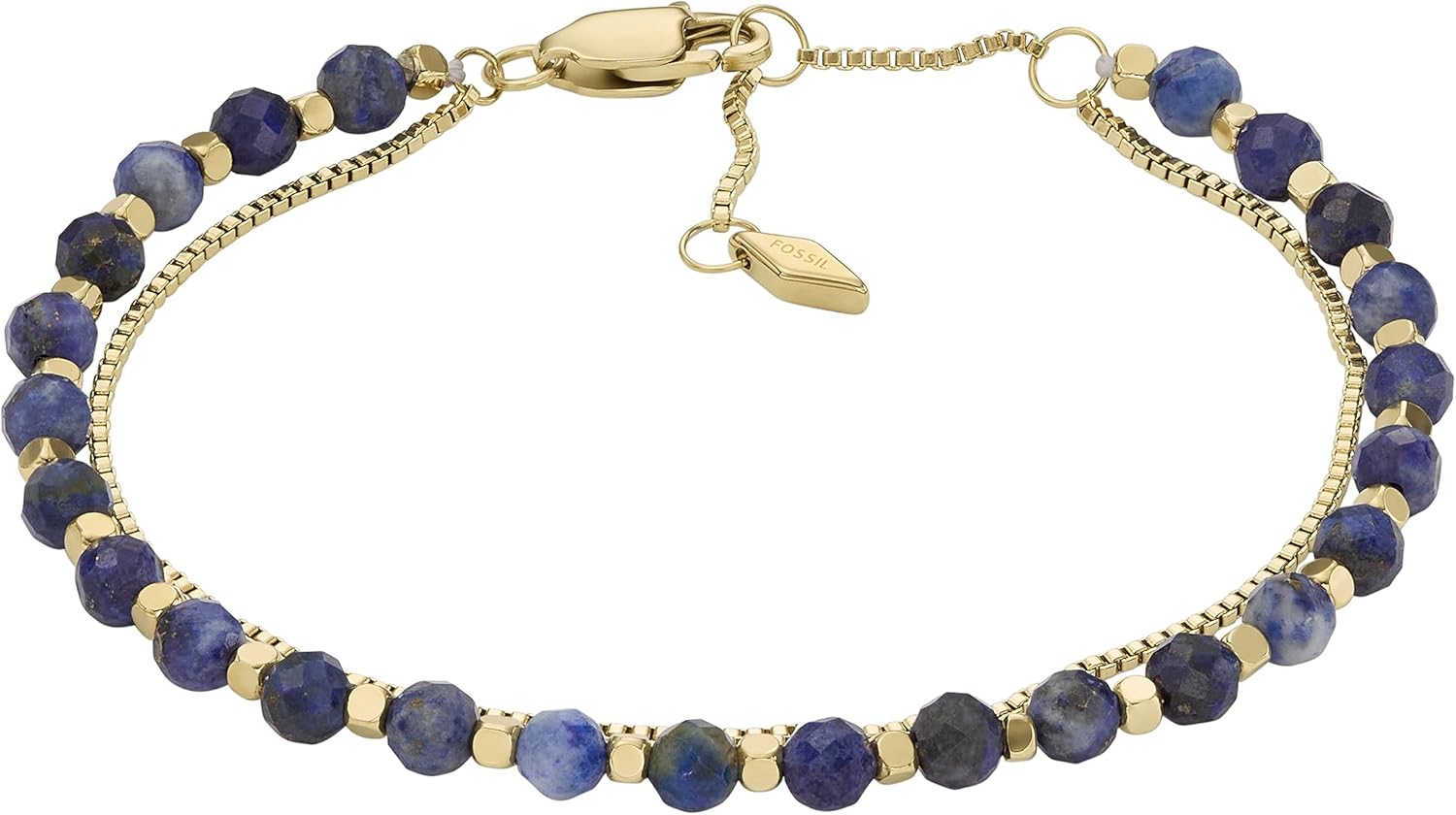 Fossil Women's Stainless Steel Gold-Tone Beaded Bracelet