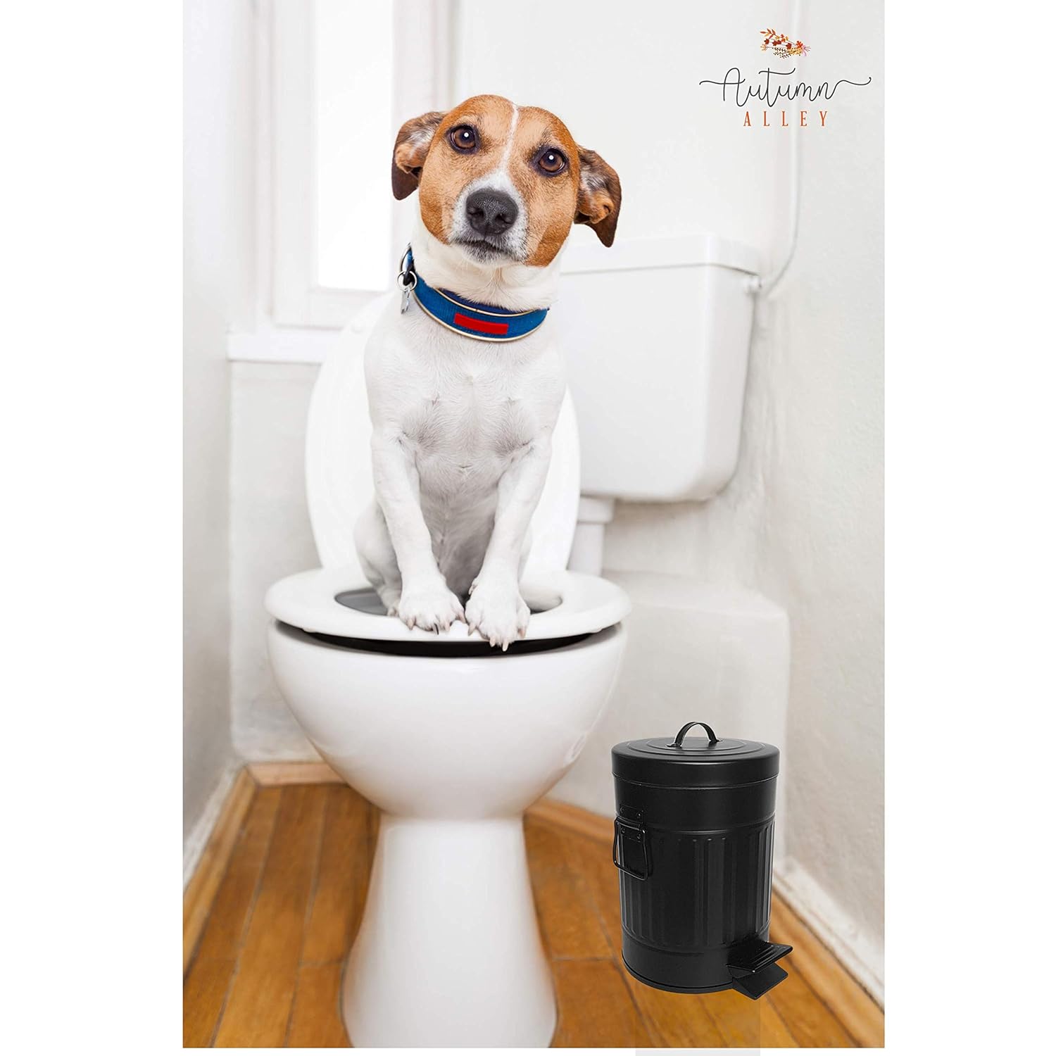 Buy Autumn Alley Farmhouse Bathroom Black Trash Can with Lid Small 5L, 1.3 Gallon Bathroom