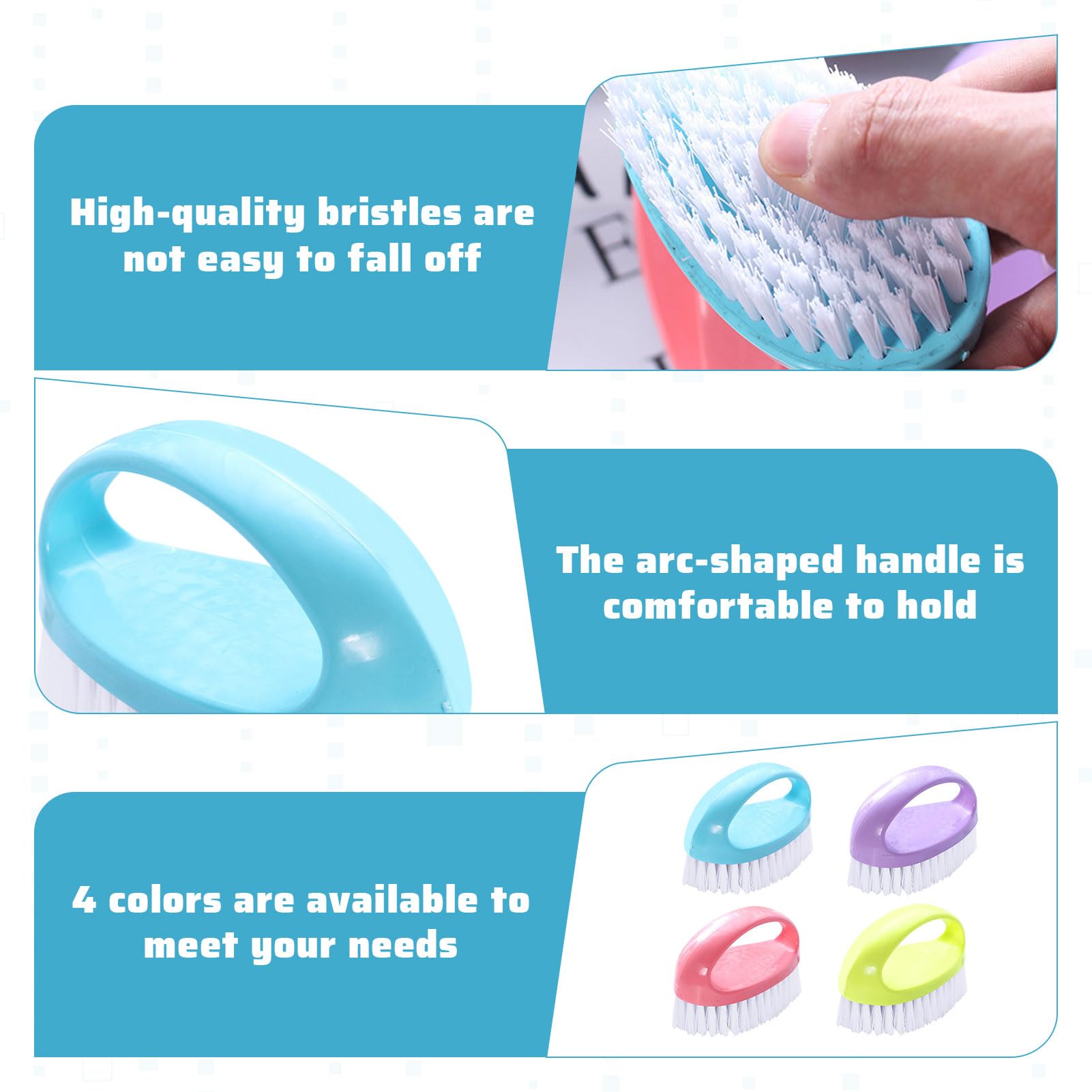 Nail Brush 4pcs Nail Brushes for Cleaning Nails Nylon Firm Stiff Bristles Nails Scrubbing Brush Deep Clean Scrubber for Mechanics Gardeners Hand - Image 3