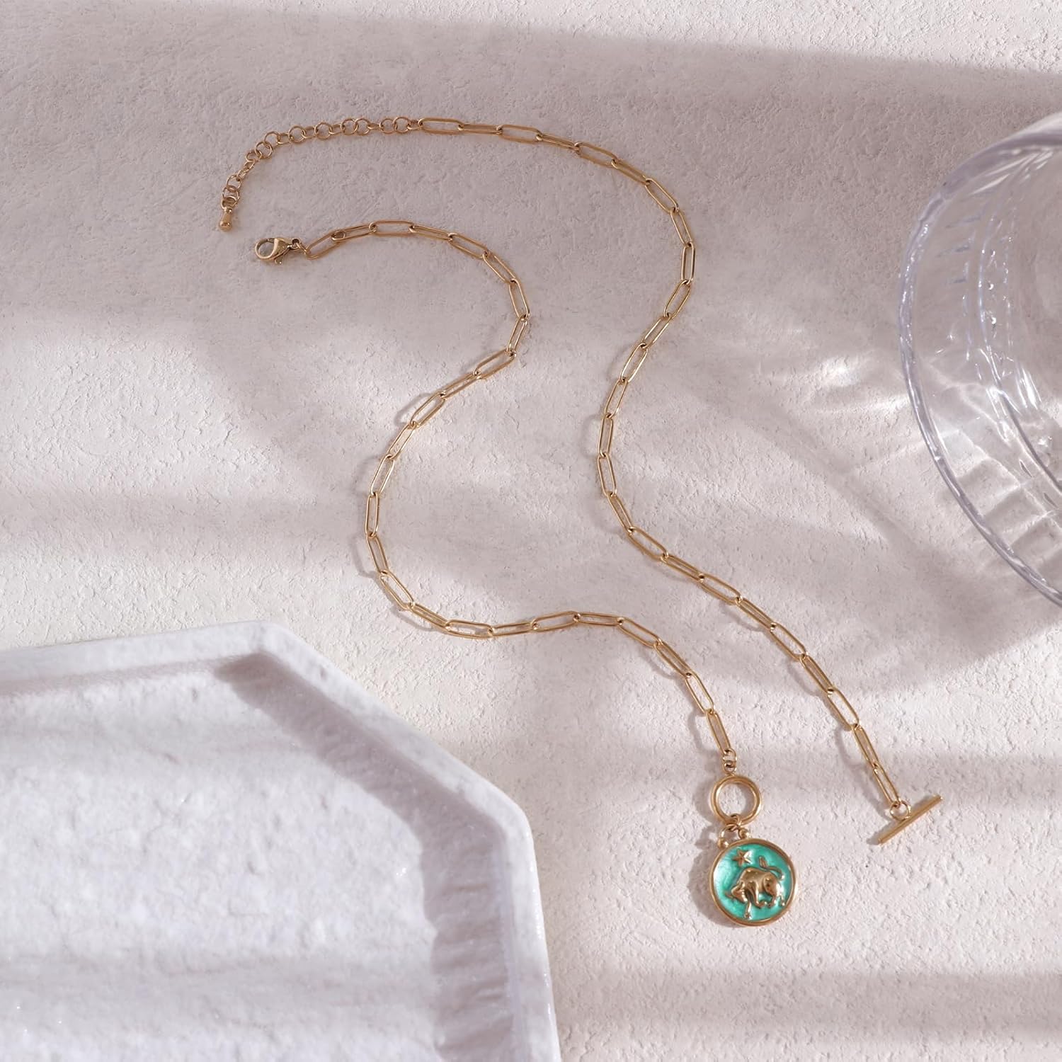 Zodiac Necklace Paperclip Toggle Pendant 12 Constellation Paper Clip Chain Necklace Horoscope Astrology Pendant Zodiac Sign Jewelry Valentine's Day Birthday Gift for Women - Image 3