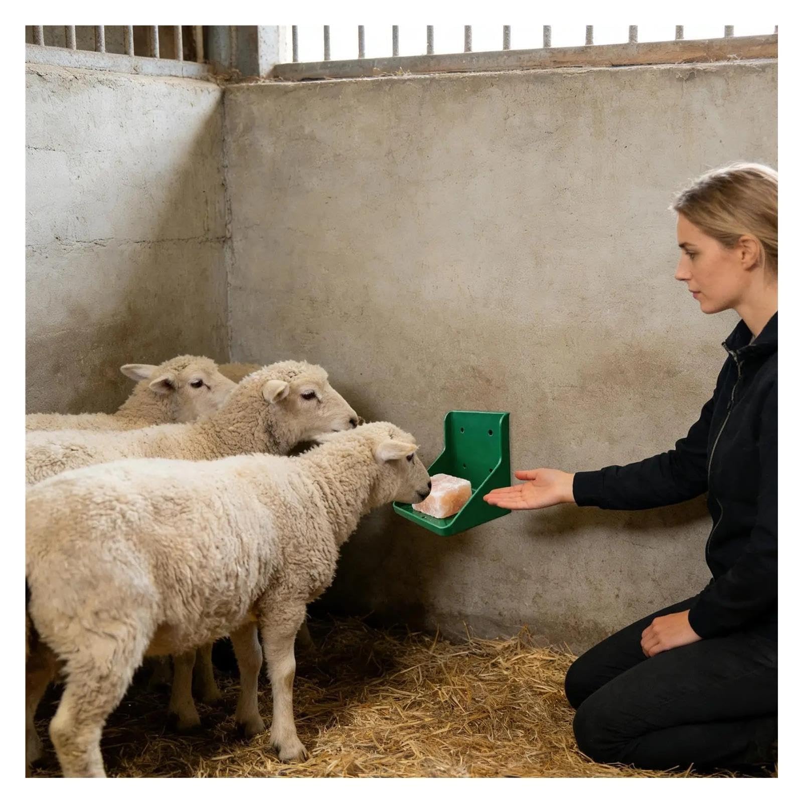 2 blocchi di sale per bestiame, pecore, cavalli, leccare, mattoni, contenitori per sale minerale, robusto e durevole (verde)