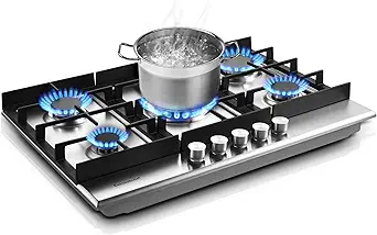 30 inch Gas Cooktop, Gas Stove Top with 5 High Efficiency Burners, Bulit-in Stainless Steel Gas Hob for Kitchen, NG/LPG Convertible Gas Stovetop, Thermocouple Protection