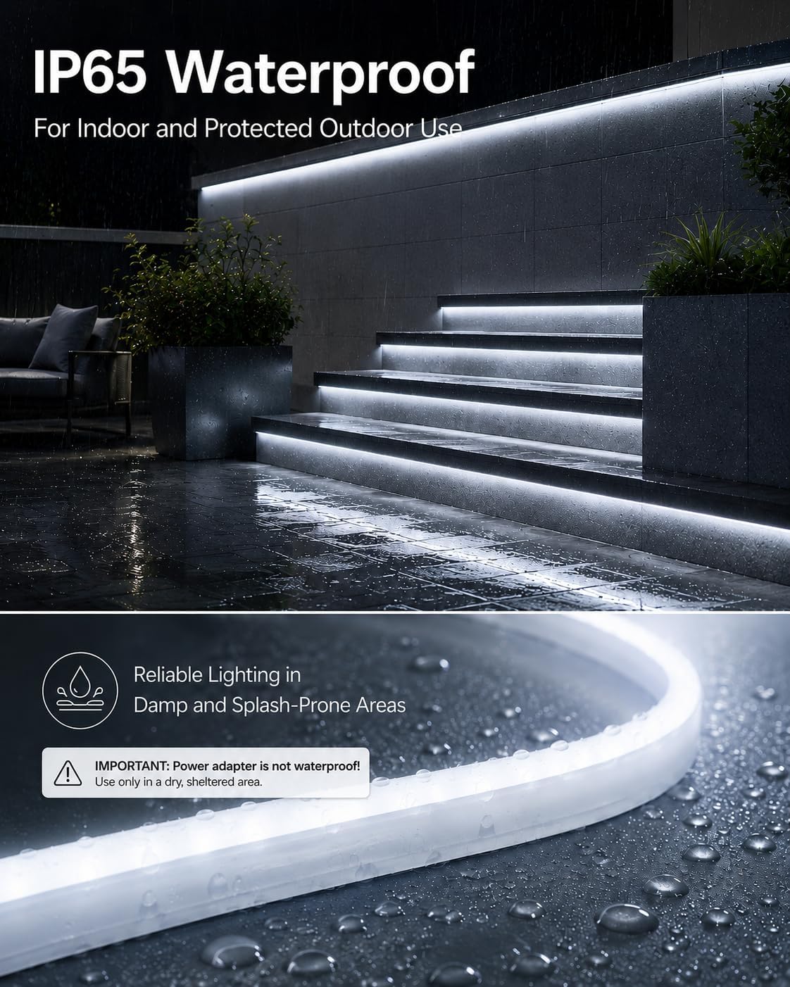 Dimmable LED Neon Rope Light, Cool White,16.4FT Adapter Not Included image 5