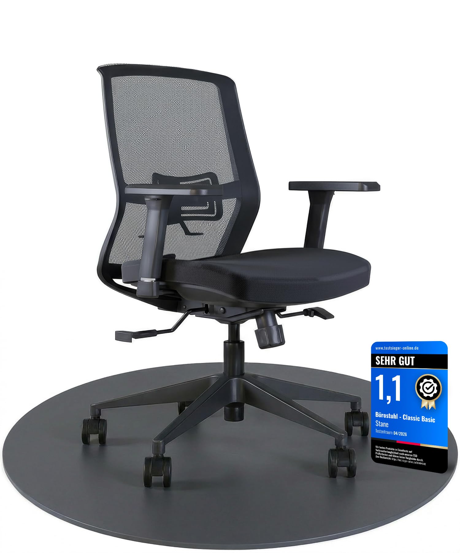 Stane Ergonomischer Bürostuhl für gesunde Sitzhaltung – Schwarz | Verfügt über leichtgängige Rollen und eine Feder für flexible Mobilität