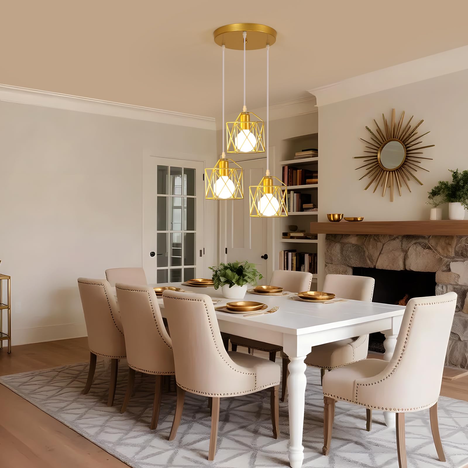 Lampadario a Sospensione Moderno, 3 Luci E27 Lampada da Soffitto Vintage