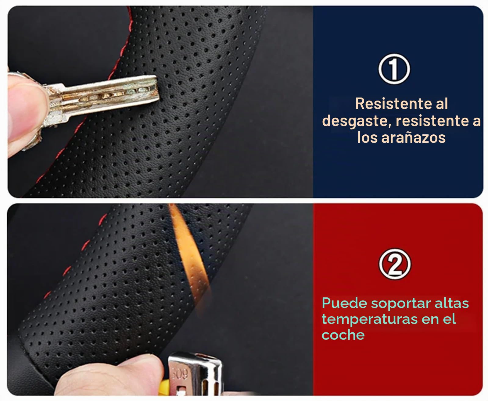Funda Volante Coche DZSYINGCHUSM Para Mercedes-Benz Viano W639 Vito 2003-2014 Sprinter 2006-2013 Cubierta Trenzada Volante Coche Accesorios Cuero Microfibra 38 cm Red Blue Thread