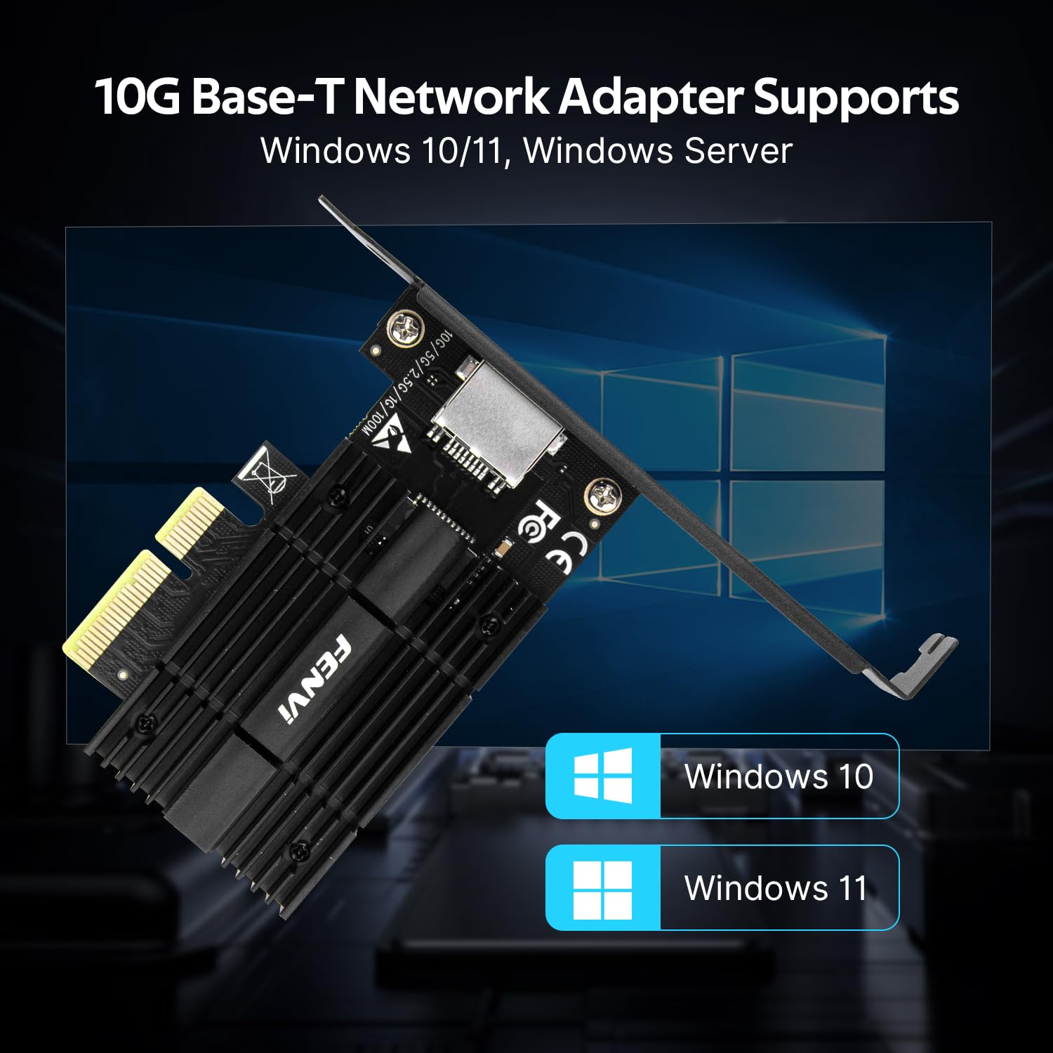 Fenvi Carte réseau PCIe 10G avec contrôleur Marvell AQC113, adaptateur Ethernet 10G Base-T, carte réseau RJ45 compatible avec Windows 10/11, Linux