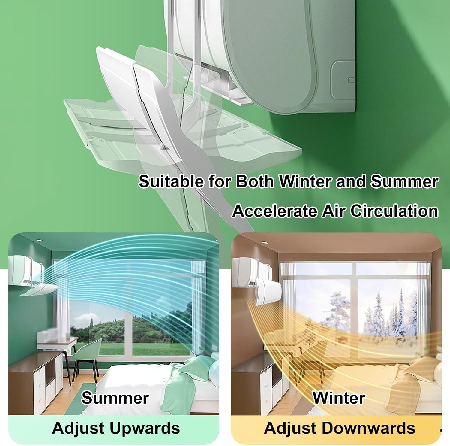 23-36 in Retractable Ac Vent Deflector, 180° Adjustable Air Conditioner Deflector for Wall Units, Prevent Direct Blowing, Helps Air Circulation