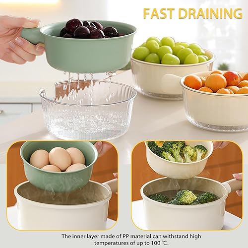 Miniatura 4 de Juego de 2 coladores pequeños de 2 piezas, perfecto para lavar frutas y verduras, sin BPA, cuencos coladores aptos para lavavajillas para fregadero