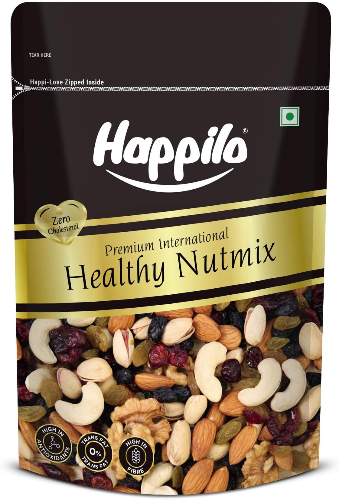 Happilo Premium International Healthy Nutmix, 200g | 7 Superfoods in 1 Mixes | Dry Fruits Contains Almonds, Cashews, Walnuts, Pistachios, Cranberries, Green & Black Raisins
